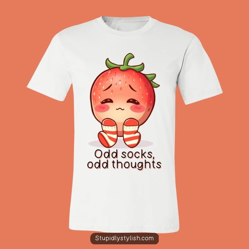 Funny Confused Strawberry Mismatched Socks T-Shirt - Hilarious Apparel Gift