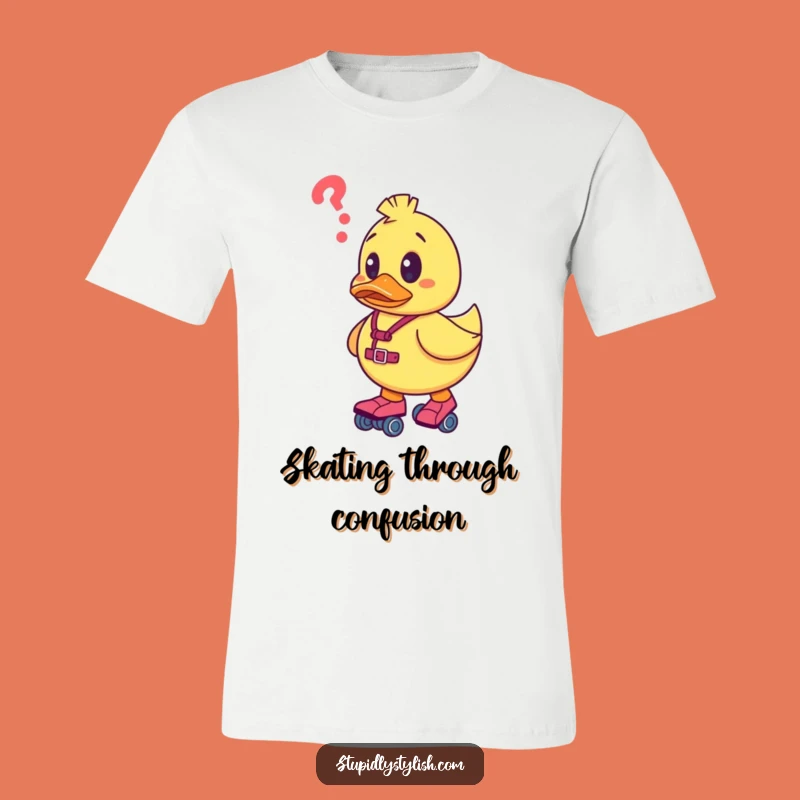 Funny Confused Duck Roller Skates T-Shirt - Comedic Skater Apparel Gift