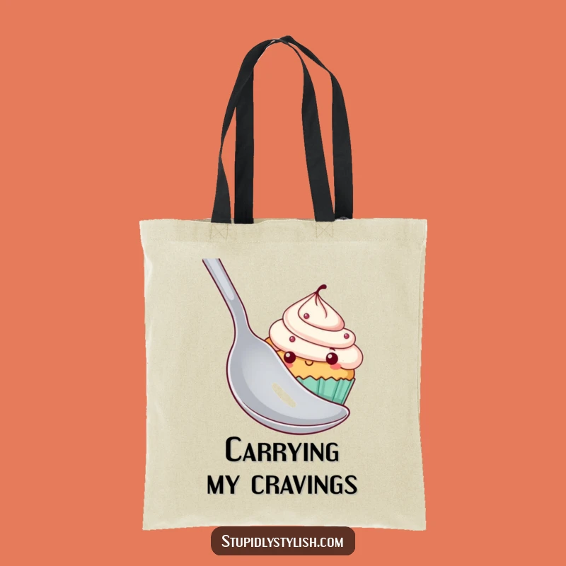 Funny Shy Cupcake Tote Bag - Cute Food Art for Everyday Use