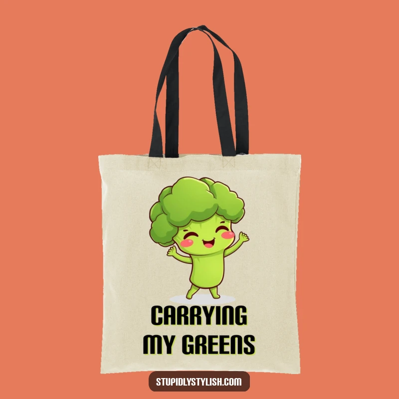 Funny Broccoli Boogie Tote Bag A Giggling Vegetable Shopping Carrier Funny Gift