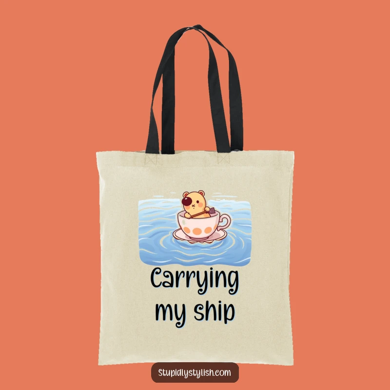 Funny Hot Dog Paddling Teacup Tote Bag: Carry Your Laughs and Essentials