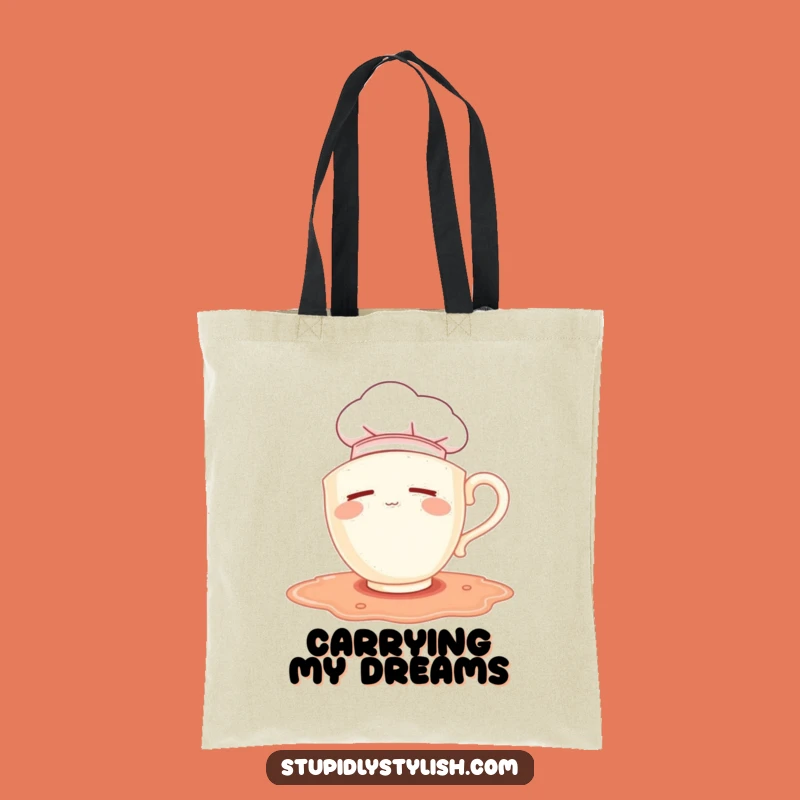 Funny Sleepy Chef Teacup Tote Bag: Carry Your Humor and Groceries