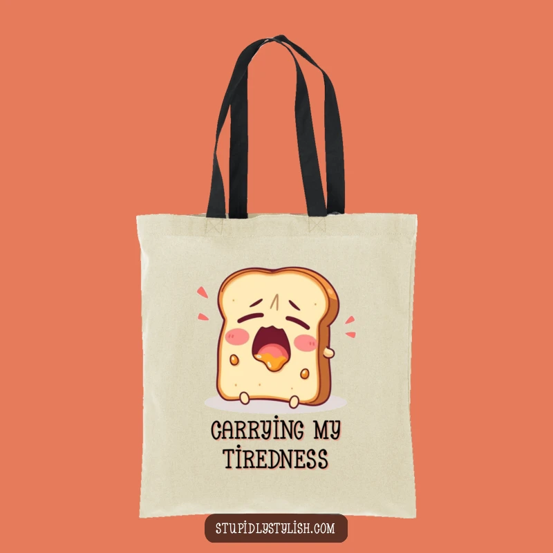 Funny Tired Toast Yawning Tote Bag: Carry Your Morning Mood with Ease